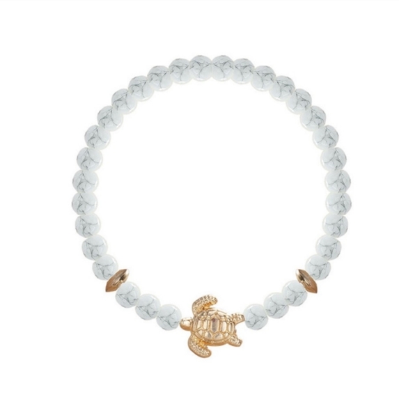 Unbranded Jewelry - Bracelet Simulated Gemstone White Howlite Gold Turtle Teen Women